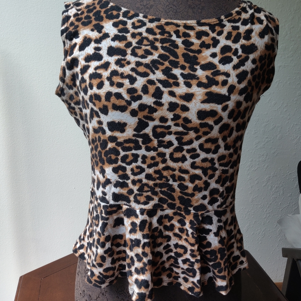 Leopard Print Peplum Top